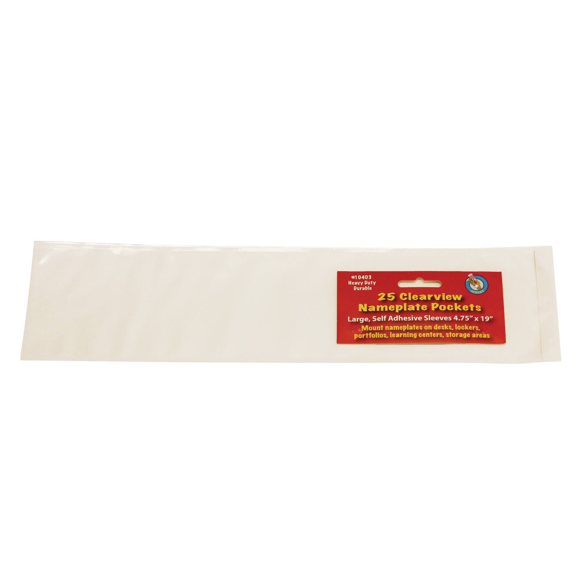 Ashley Productions Name Plate Large Clear Pockets, 2 Packs